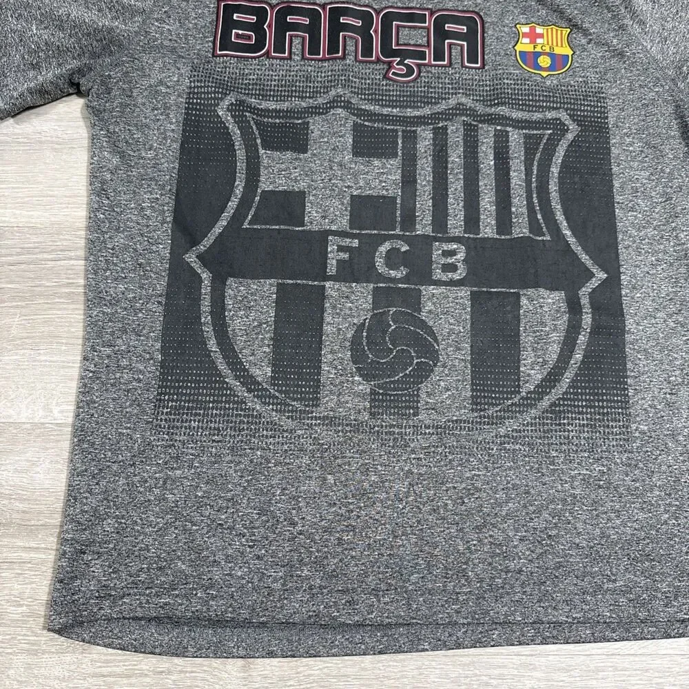 FC Barcelona Shirt Men's Gray Barca Soccer Tee Medium Short Sleeve